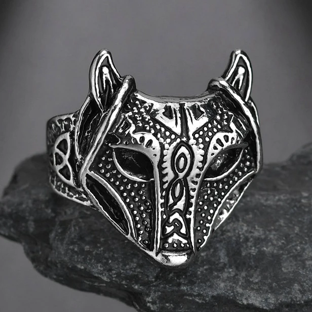 

MeMolissa Norse Viking Nordic Wolf Animal Thor Hammer Man Drop shipping wholesale Ring Fashion Punk Rock hot sale Jewelry