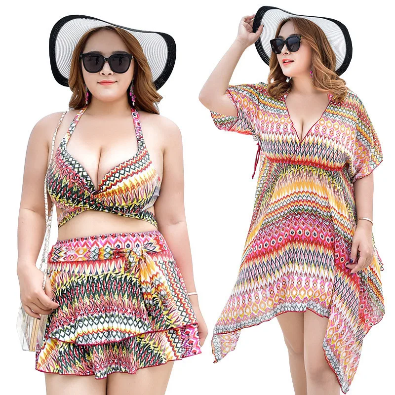 

Beach Summer Plus Size Bikini Sexy Push Up Swimsuit 2018 New Chiffon Cover Ups Swimwear Bikinis Set Women Bandage Beachwear