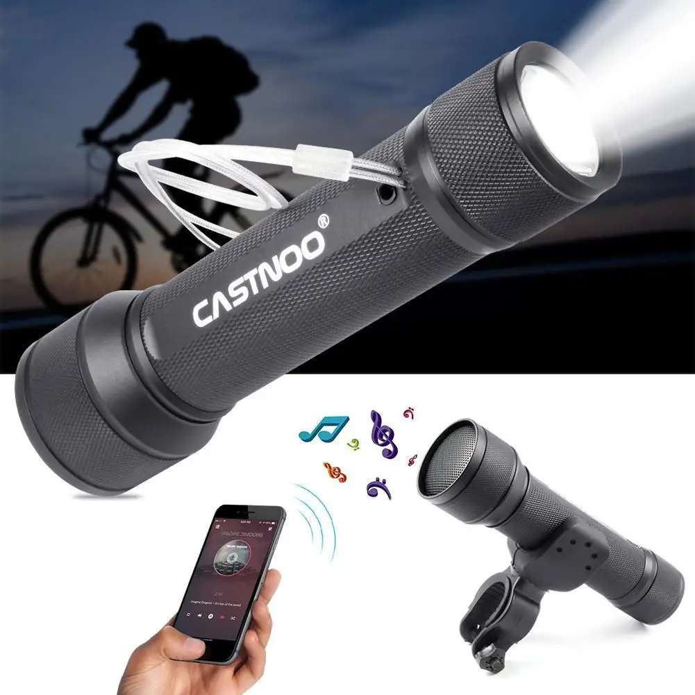 

CASTNOO Multifunctional Bicycle Speaker & LED Torch Bike Headlight Support TF Card MP3 Music FM Radio