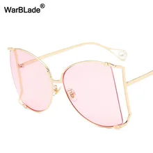 WarBLade новые роскошные женские очки кошачий глаз жемчужные украшения ноги модные квадратные солнцезащитные очки женские градиентные прозрачные Оттенки UV400