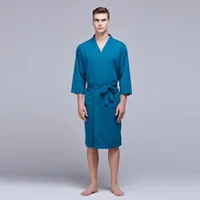 Летний мужской халат сексуальный средней длины вафельный тонкий мужской Туника халат Домашняя одежда домашний халат сексуальный Мужская пижама