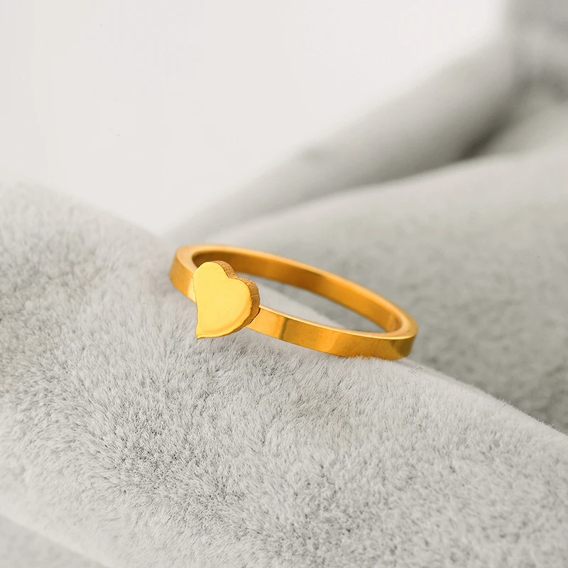 Fashion Unique Design Double Love Silver/Gold Color Wedding Women Rings For Couples Stainless Steel Best Friend Gift Baoyan N5