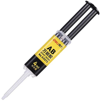 Colla AB per resina epossidica Deli, polimerizzazione di 2 minuti, colla super liquida per vetro, gomma metallica, impermeabile, adesivo forte, 53573, 4 ml, 1