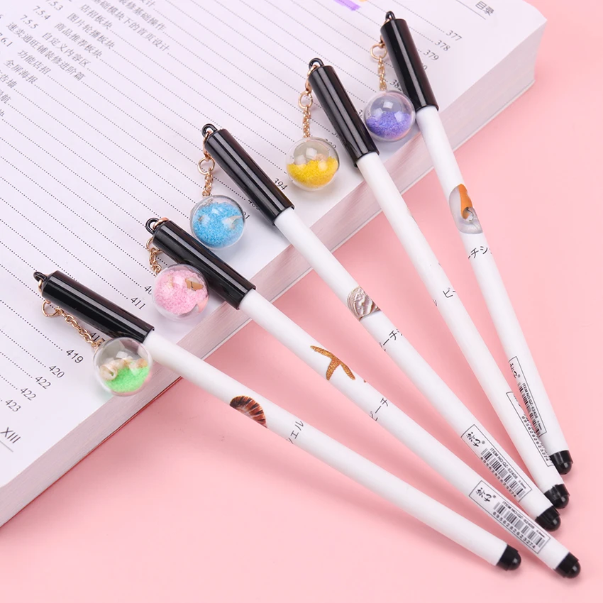 

1PC Wish Bottle Pen Starfishs Series Pendant 0.5mm Black Gel Ink Pens Stationery School Supplies Canetas