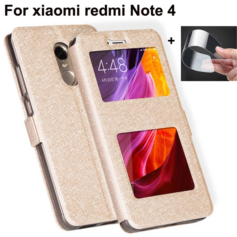Чехол с открытым окном для xiaomi redmi Note 4 чехол телефона чехлы из искусственной кожи