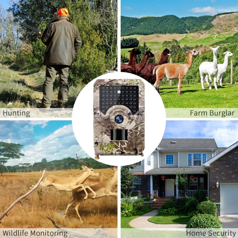 Trail Camera HD Hunting Camera 1080P 49pcs IR Wildlife Motion Activated Night Vision Trail Camera Video Recorder Photo-traps (9)
