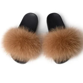 

2019 New Female Novelty Fox Fur Slippers Summer Interior Slippers Fashion Ladies Out Plush Warm Slippers Of Colors To Choose.
