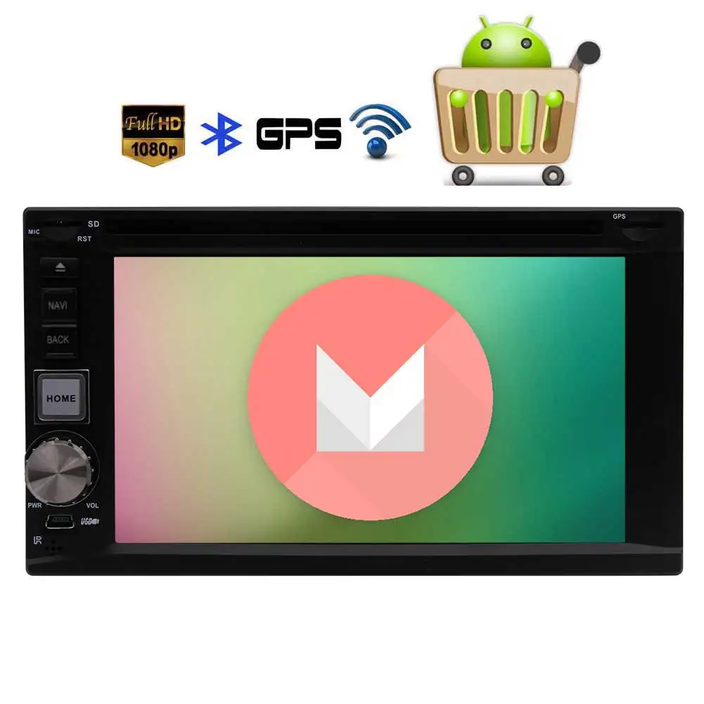 Flash Deal 6.2" Android 6.0 Car GPS Navigation Stereo Muti-Media Radio Auto Stereo Bluetooth DVD Player Quad Core for Universal Double 2din 1