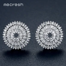 Mecresh, роскошные серьги-гвоздики белого и золотого цвета, микро круглые CZ серьги для женщин, свадебные вечерние серьги, модные свадебные ювелирные изделия EH1055
