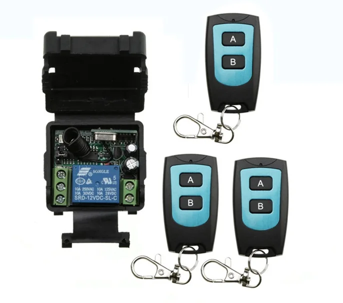 

Free shippingnew Wireless RF Remote Control Switch DC 12V 10A 1CH 3PCS Transmitter With Battery+ Receiver Access/door System