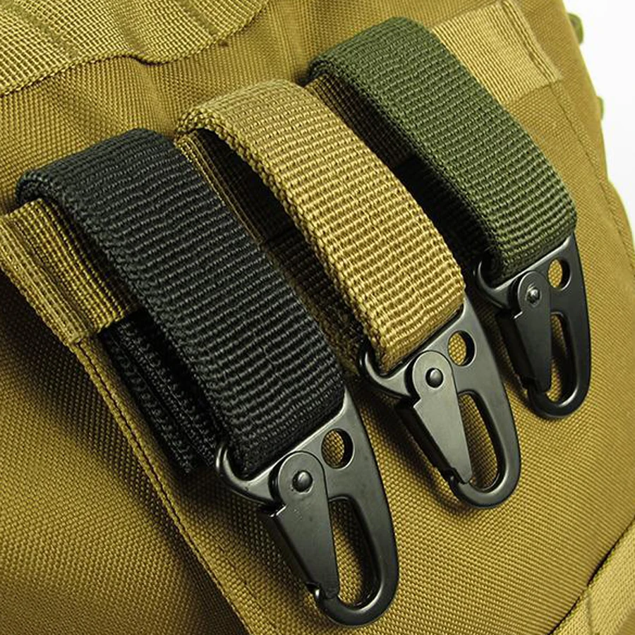 

EDC tool outdoor camping D-carabiner key hook MOLLE webbing buckle hanging system Belt keychain(Nylon webbing + metal hook)FW006