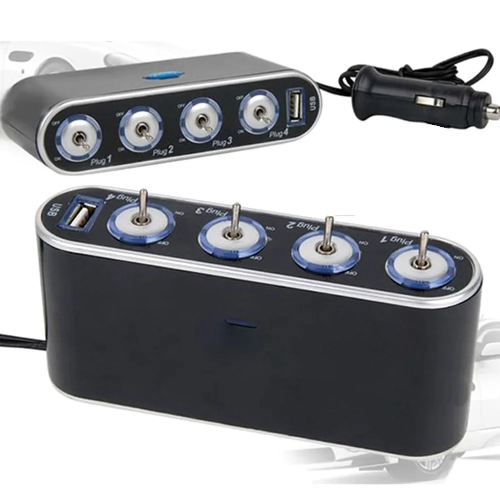 Разветвитель автомобильного прикуривателя 4 порта в 1 USB порт 12 В/24 Н|cigarette lighter socket