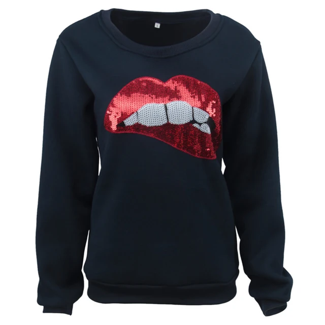 sequin lip sweatshirt