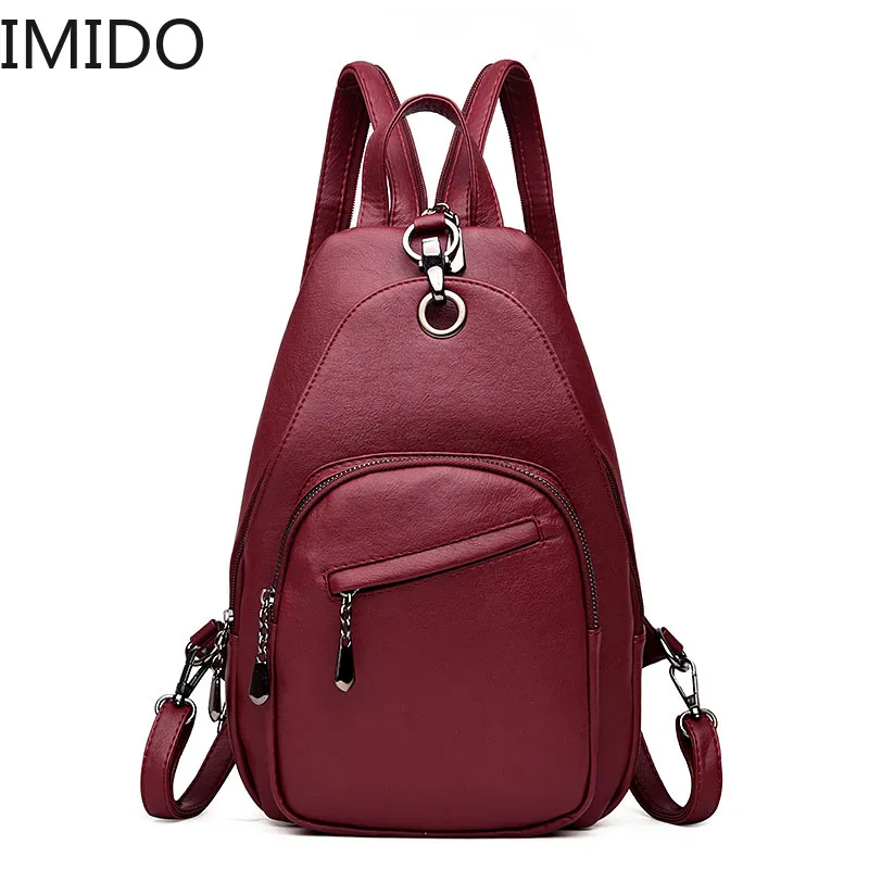 

2019 Women Leather Backpacks Chest Vintage Back Pack Sac A Dos Female Designer Brand Backpack for Girls Dayback Ladies Bagpac