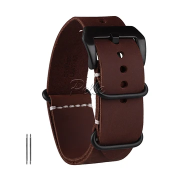 

Pelle 24mm Dark Brown Crazy Horse Leather Strap Black Buckle Leather Watch Band With Double Sides Leather Watch Strap