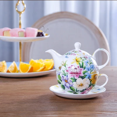 English Afternoon Tea Set Cup And Saucer British Simple Fresh Bone China Black Single Pot Ceramic Coffee Drinkware | Дом и сад