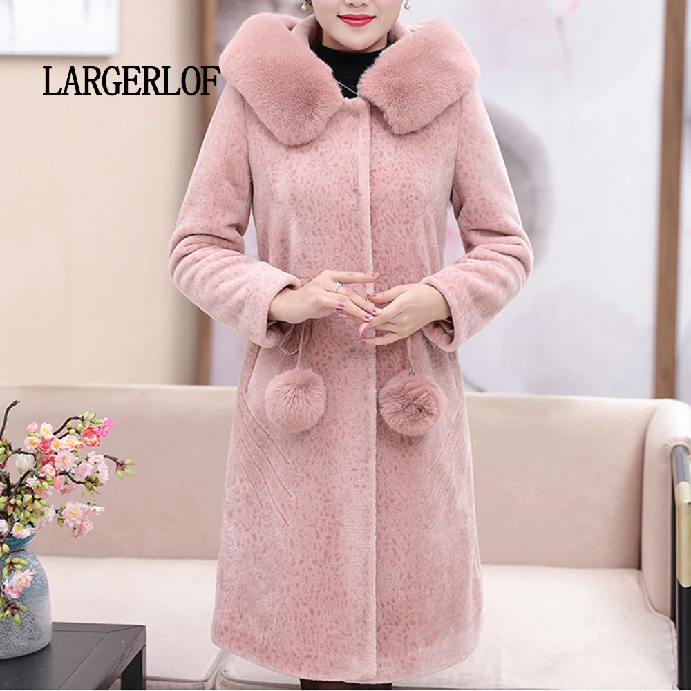 Pink Vêtements Largerlof Chaude 2018 Parka Fourrure Manteau brown Veste Avec De Réel Épaisse Pa47007 Long Femmes 1pnXWxp6v