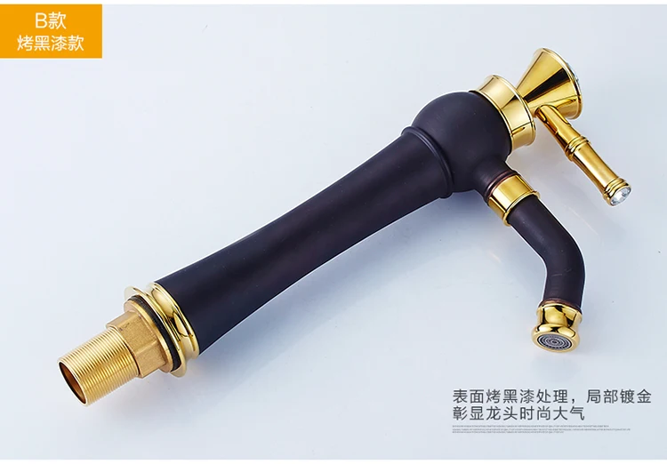 Bad wasserhahn Reinem kupfer Becken Warmen und kalten wasserhahn Gold bad wasserhahn Drehbare 360 grad
