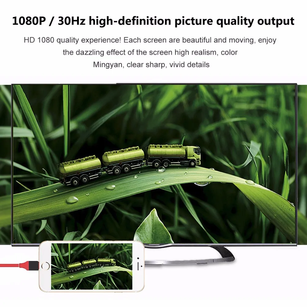 Plug & Play ! 1080P 8 Pin to HDMI Converter For Lightning MHL To HDMI HDTV Adapter Cable For iPhone 5S SE 6 6S 7 Plus iPad Air (2)
