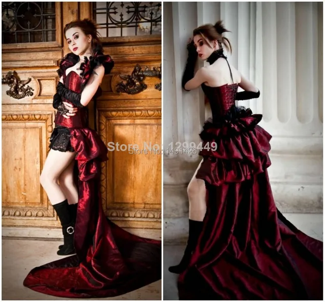 Fashionable High Low Corset Black And Red Wedding Dresses To Party Fashionable High Low Corset Black And Red Wedding Dresses To Party Y Vestido De Noiva Vintage