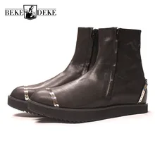 Мужские классические ботинки ручной работы в итальянском стиле; моторный Байкер; высокие ботильоны из натуральной кожи в стиле панк; Подиумные металлические ботинки на скрытом каблуке; мужская обувь