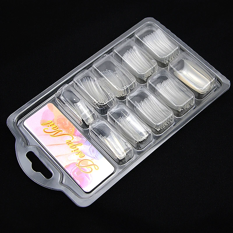 Маникюрный набор для 100 шт, Акриловые искусственные накладные ногти, французские половинные покрытия для дизайна ногтей, ножницы для кутикулы, клей для ногтей