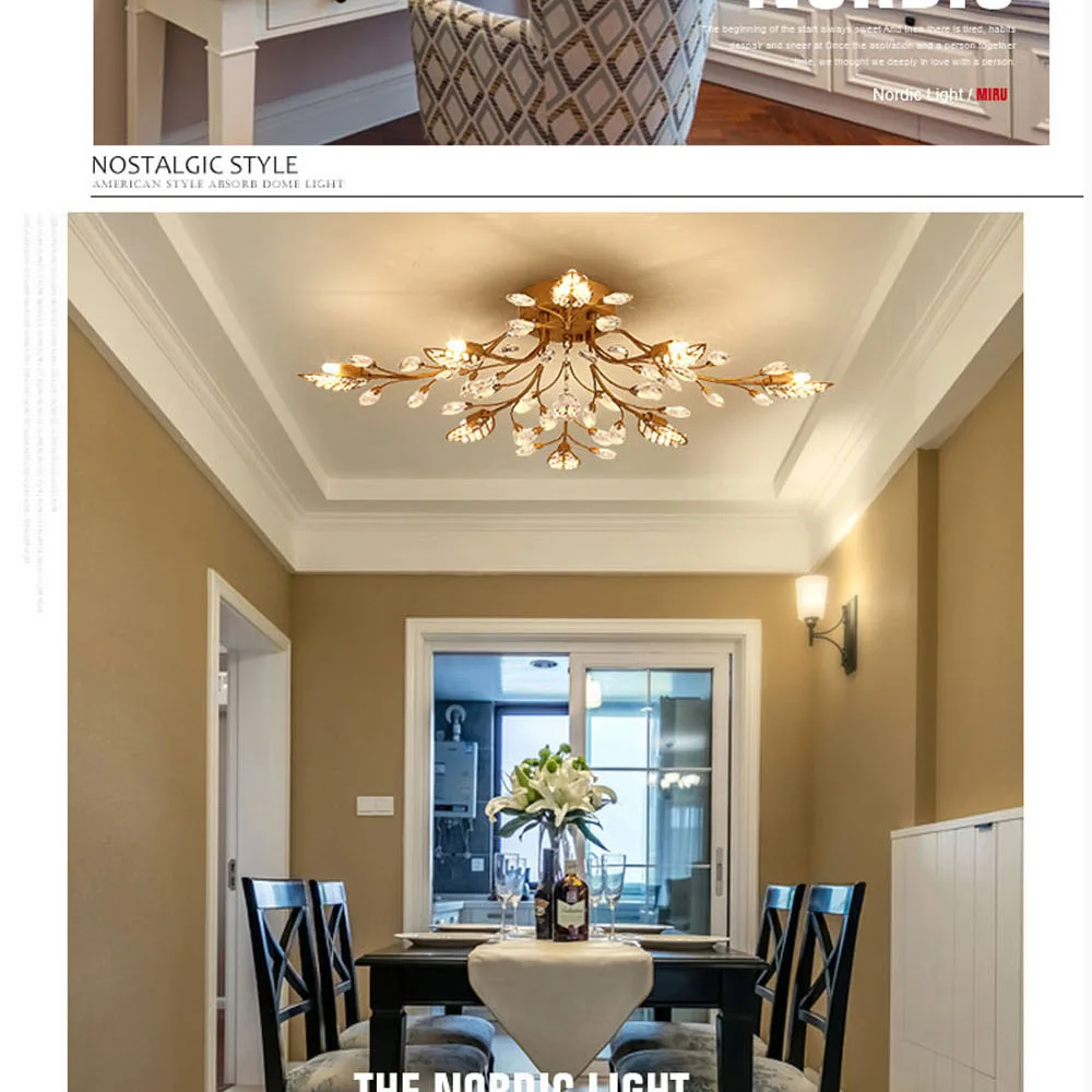 Modern Nordic K9 Crystal LED Ceiling Lights Fixture Gold Black Home Lamps for Living Room Bedroom Kitchen Bathroom8