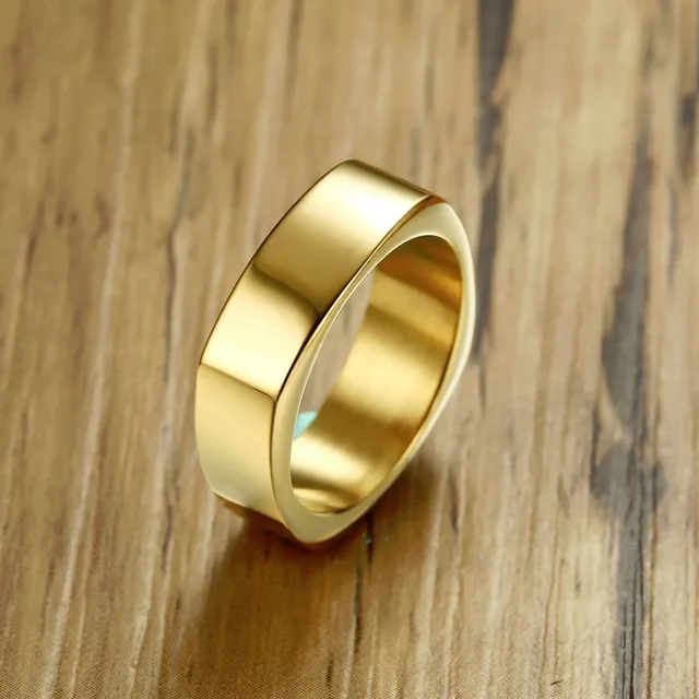 Gents Rectangle Flat Top Ring for Men Stainless Steel