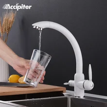 Смесители для кухни смеситель Поворотный 360 двойные ручки одно отверстие латунные краны бортике хромированный фильтр кухонная раковина смесители