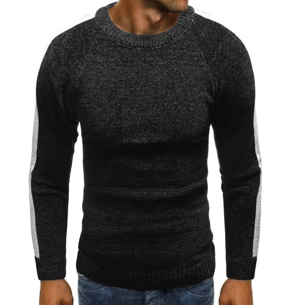 Модный однотонный мужской свитер, весна-осень, мужской свитер с круглым вырезом, мужские джемперы, мужской свитер, вязаный свитер - Цвет: black