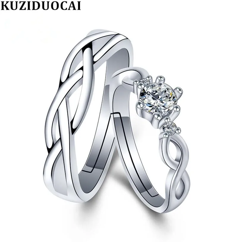 

Kuziduocai New Fashion Jewelry Zircon Stainless Steel Interspersed Unlimited Lovers Wedding Party Rings For Women And Men R-38