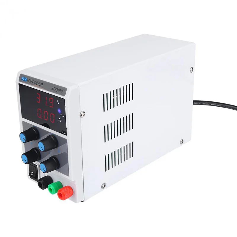 Скайтопе Мощность Новый STP3010 0-30 V 0-10A Регулируемый постоянного тока Питание 3-цифра Дисплей Напряжение регуляторы Питание ЕС Plug