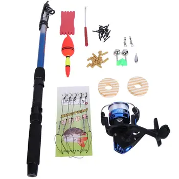

53pcs Fishing Kit Telescopic Rod Reel String Hook Float Lead Weight Space Beans Connector Fishing Line Sheet Pesca Tackle Sets