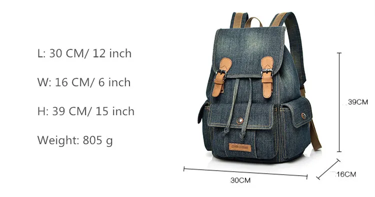 Micom Vintage Denim Backpack Women Mens Backpacks for Travelling School Bags For Teenagers Girls Large Capacity Drawstring Belts (25)