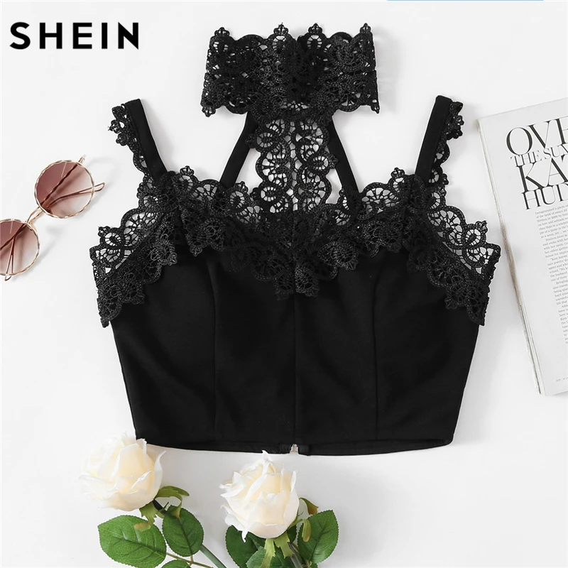 Buy SHEIN Women Sexy Crop Top Summer Slim Fit Halter