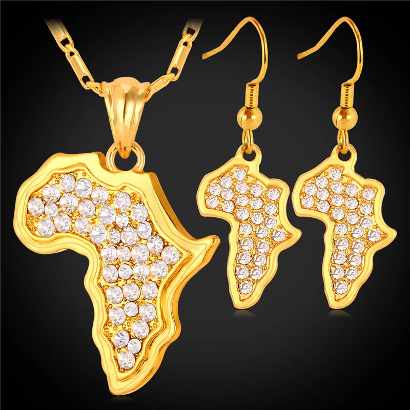 Buy Africa Map Pendant Necklace Earrings Set For Women