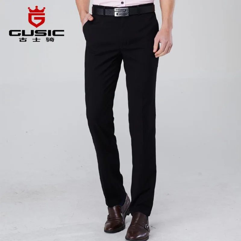 Quality Men Suit Pant Slim Brand GUSIC Men Dress Pants Fashion Summer