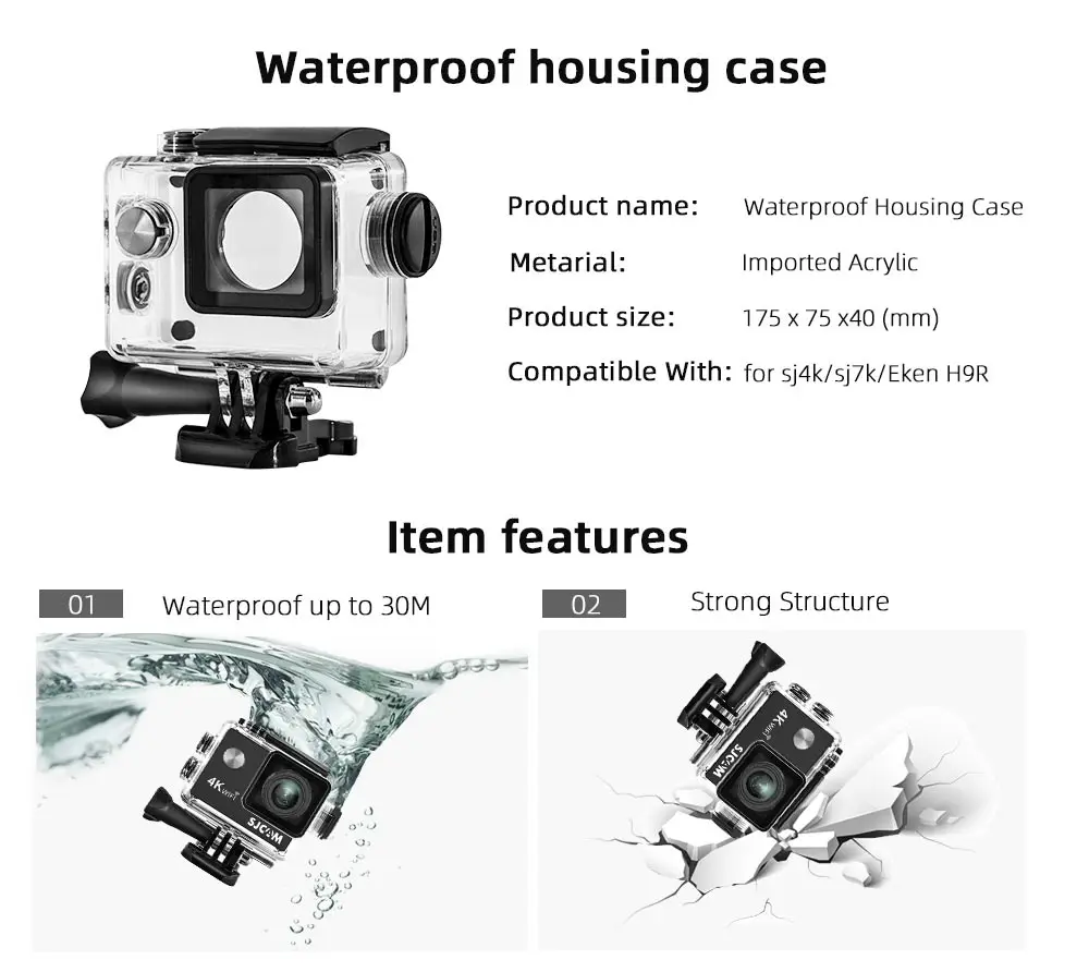 Дайвинг 30 м водонепроницаемый корпус Чехол зарядное устройство с USB кабелем для Sj7000 WiFi SJ4000 EKEN H9 4k Аксессуары для экшн-камеры