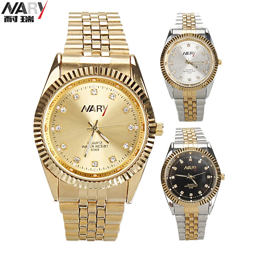

NARY 6068IPG Luxury Brand Man Casual Watch Men's Quartz Gold watch men full steel watches Male & Female Golden Wristwatch Women