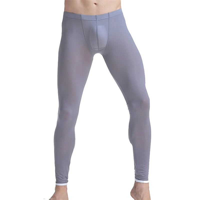 Мужские кальсоны термобелье сексуальные ледяные шелковые Маленькие Прозрачные