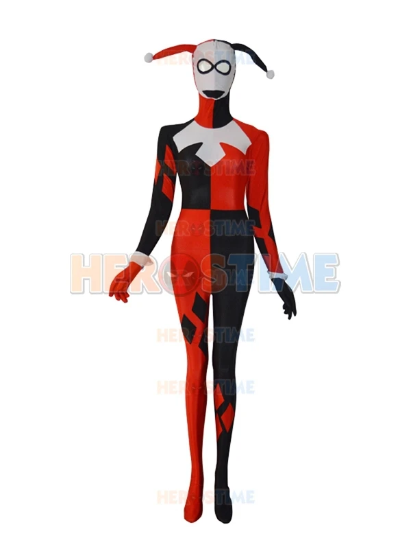 Batman Series Harley Quinn Female Superhero Costume Red And Blue Lycra spandex Harley Quinn
