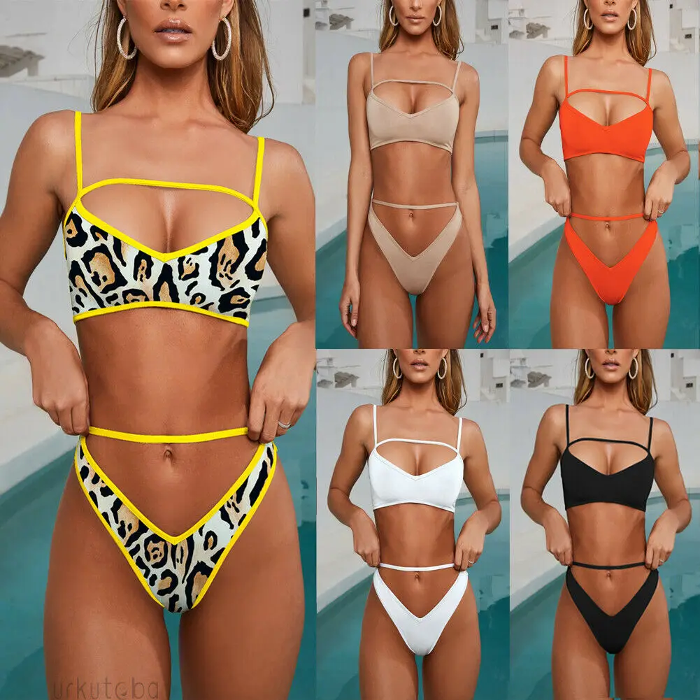 

2019 Sexy Summer Women Lady Sexy Bikini 2019 Bathing Set Swimwear Swimwear Solid Two-piece Bikini Set Swimsuit Bathing Outfits