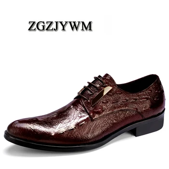 

ZGZJYWM Spring/Autumn Black/Wine Red Oxfords Mens Dress Lace-Up Pointed Toe Genuine Leather Formal Business Solid Wedding Shoes
