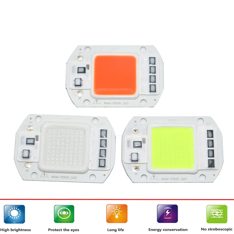 

Smart IC LED Matrix Cob Lamp 50W 30W 20W AC 220V Blue Red Green Warm White Light For Led Flood light Outdoor Light Decoration