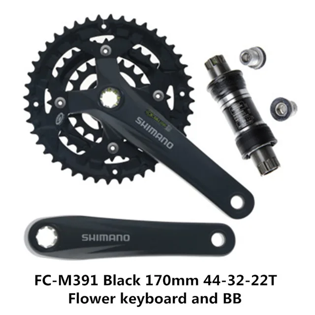 Абсолютно подлинный SHIMANO FC-M371/FC-M391 горный велосипед квадратное отверстие/spline Звездочка 9/27 скорость 170 мм 44-32-22T шатун - Цвет: FC-M391 key and BB