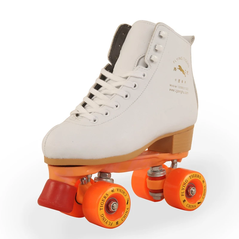 الفتيات 'معدّات رياضيّة للاستخدام في الخلاء زلاجات دوارة مع الأبيض أصلي جلد البقر تنفس المزدوج خطوط الأسطوانة أحذية التزلج