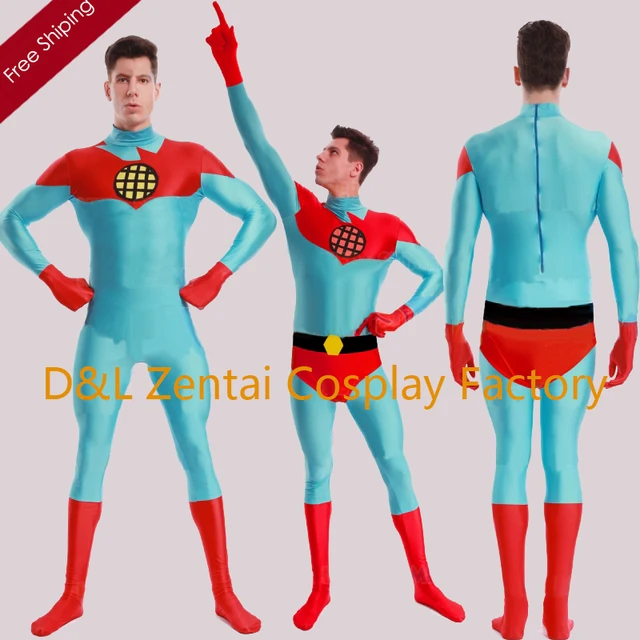 free shipping dhl full body captain planet and the planeteers captain planet costume spandex catsuits