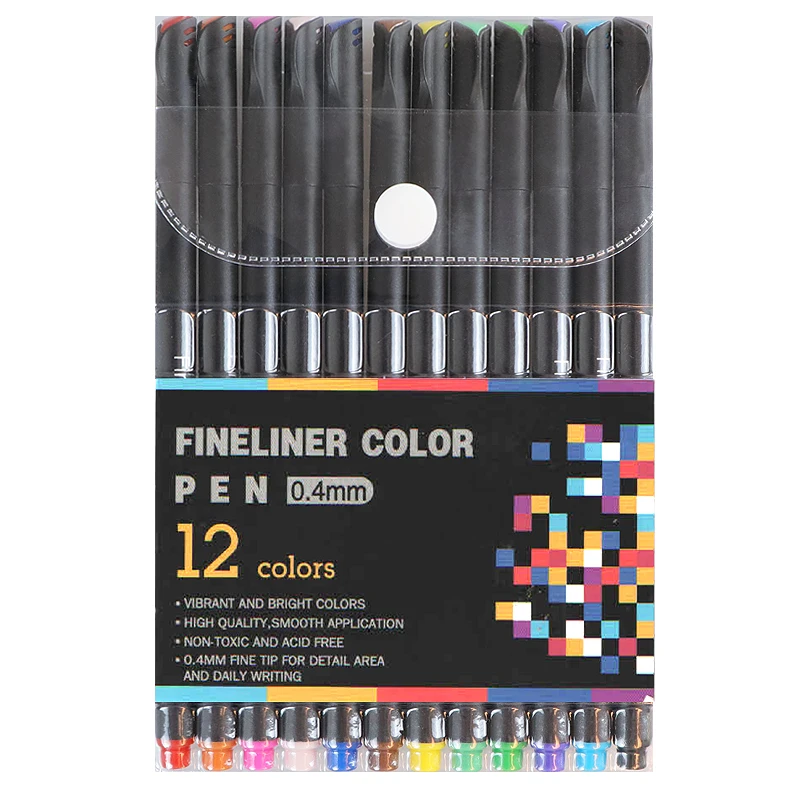 36 цветов Fineliner ручки набор тонкой линии цветной эскиз письмо и рисование ручки для делать заметки раскраска мелкая точка маркеры - Цвет: 12 Colors