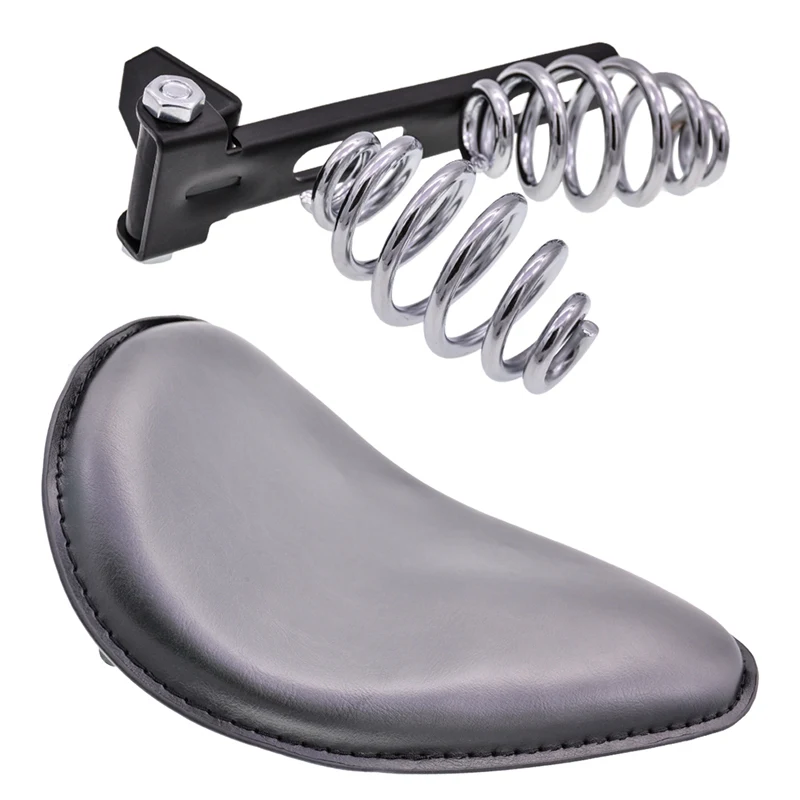 KaTur Black Leather Solo Seat 3Inch Spring Mounting Bracket Kit for