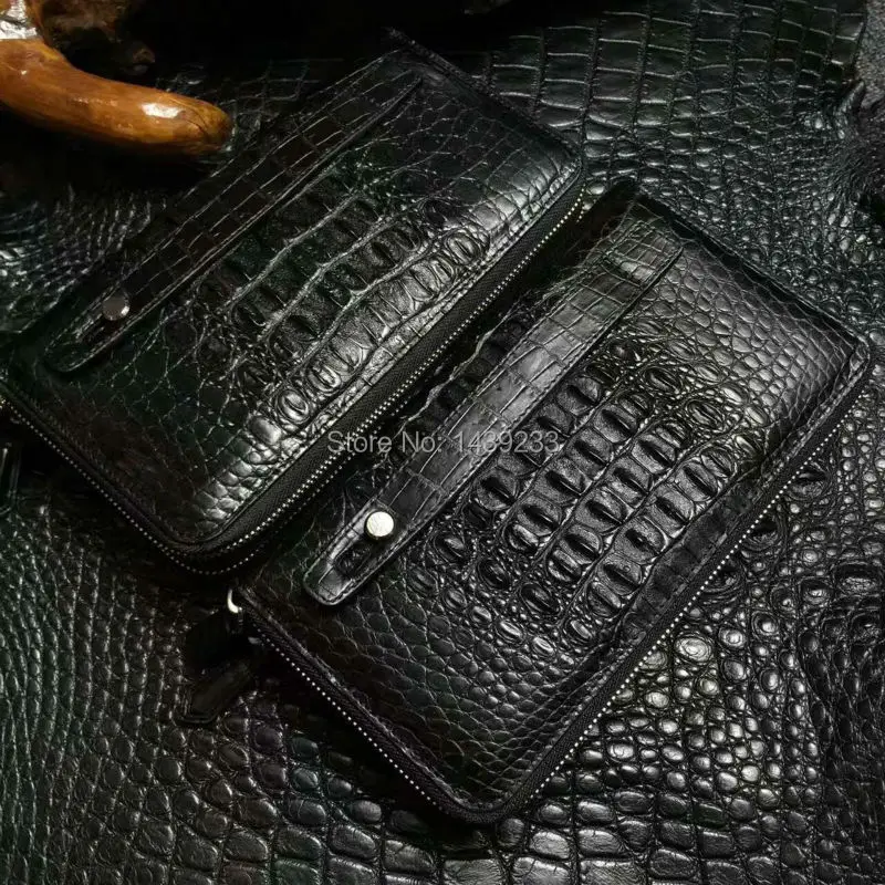 100 genuine alligator skin leather long big size men wallet purss double zipper closure alligator skin